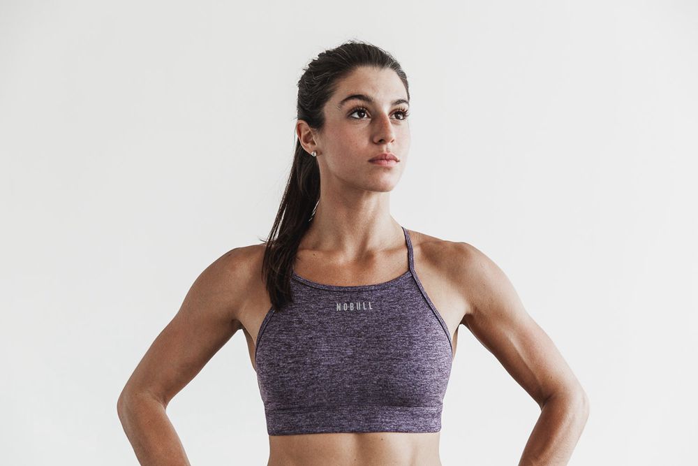 NOBULL Women's High-Neck Sports Bras - Deep Lavender Heather Matte - Ireland (6472RPOLM)